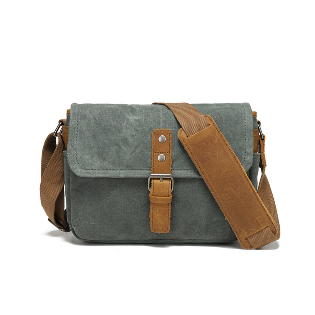 Retro Waterproof Canvas Crossbody Camera Shoulder Bag - Lake Green