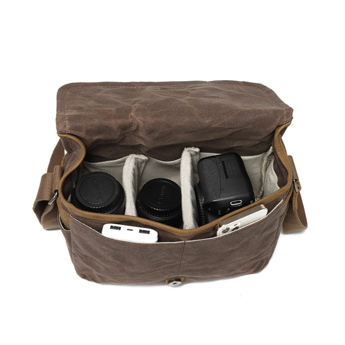 Retro Waterproof Canvas Crossbody Camera Shoulder Bag - 05