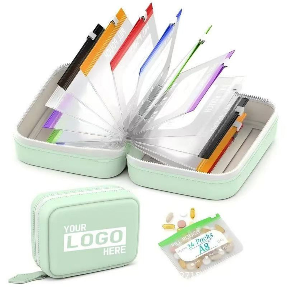 Portable Silicone Travel Pill Organizer Bag Waterproof Set Primary imprint location