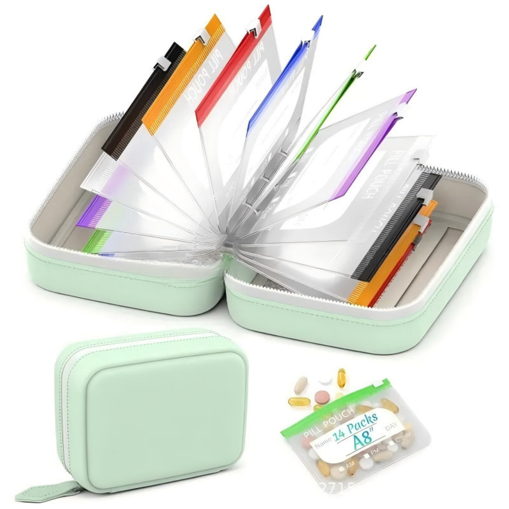Portable Silicone Travel Pill Organizer Bag Waterproof Set - blank product