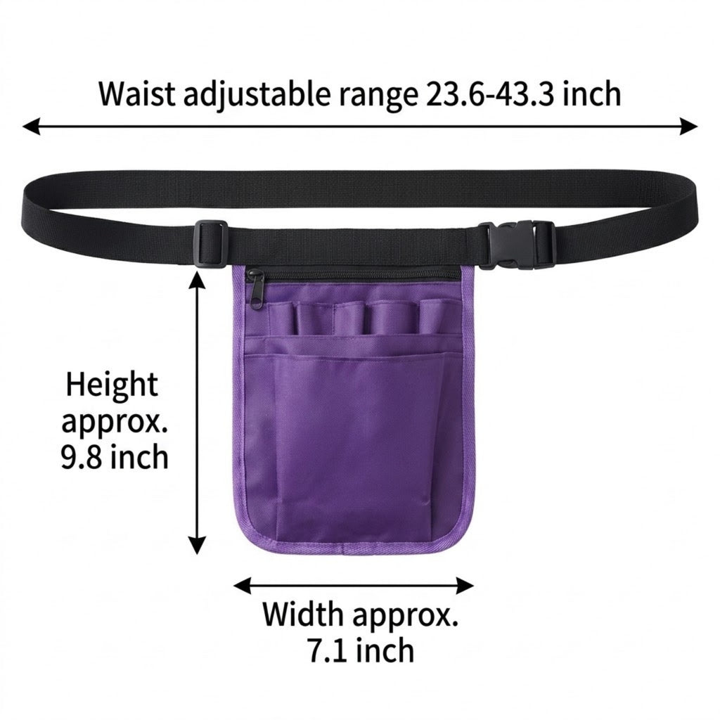 Multi Pocket Nurse Fanny Pack Medical Tool Organizer - product size