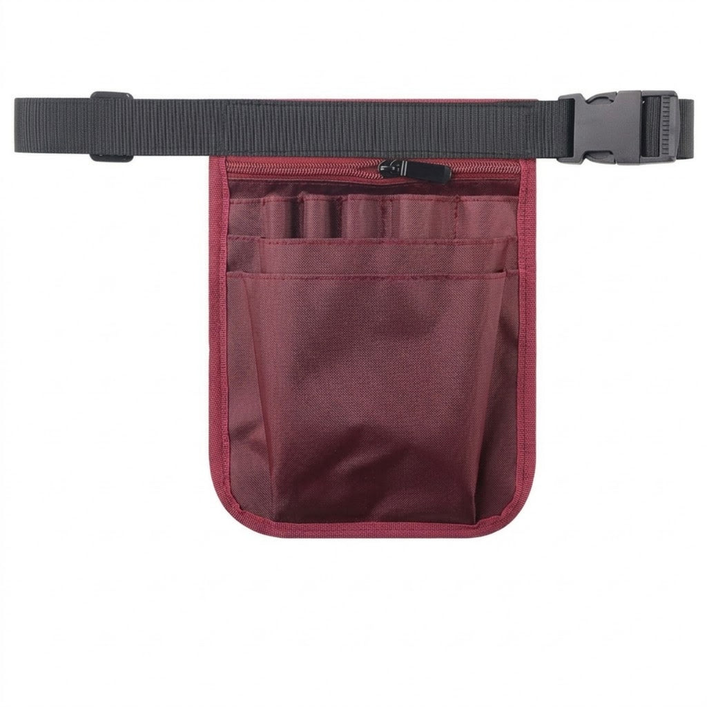Multi Pocket Nurse Fanny Pack Medical Tool Organizer - Red