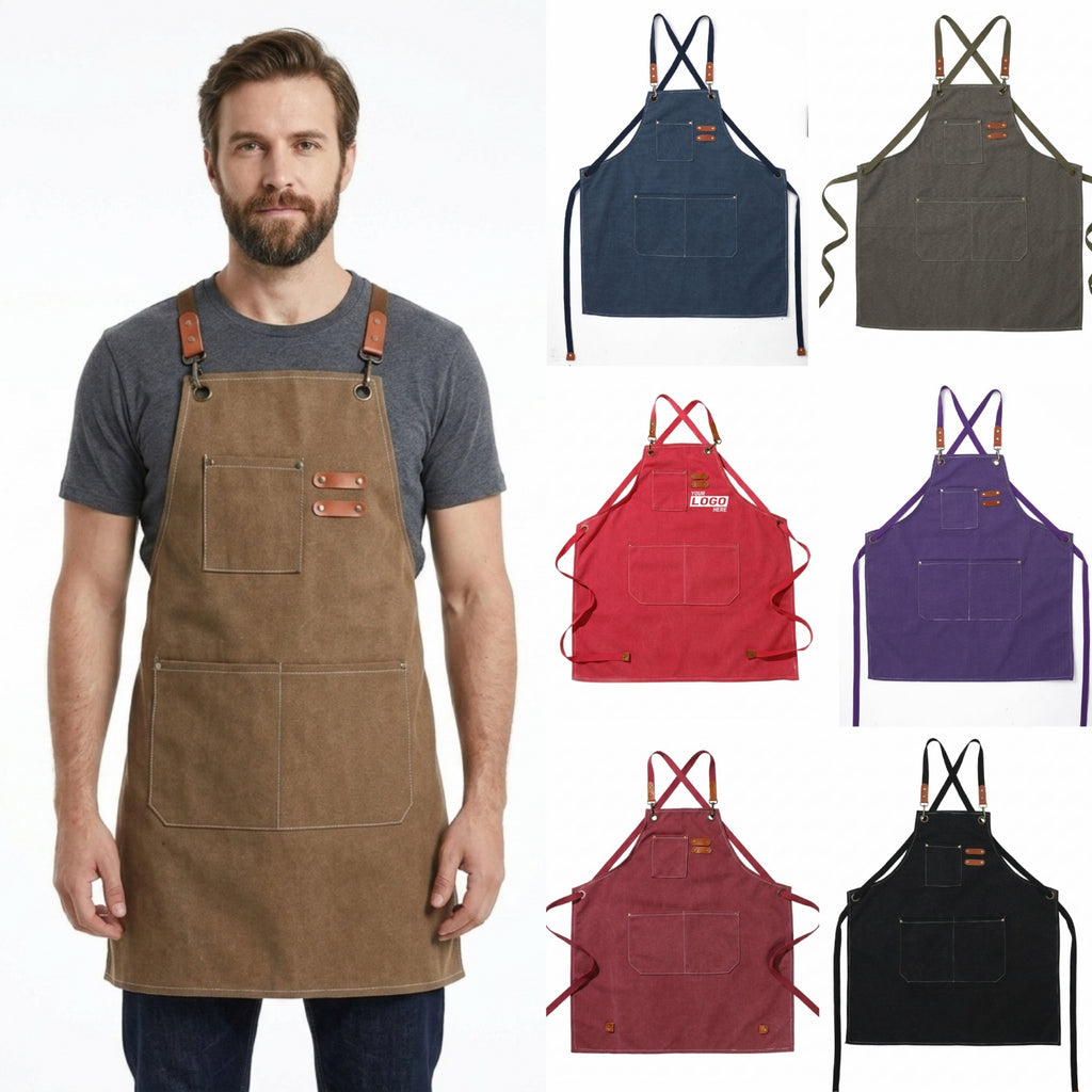 Canvas Apron With Adjustable Cross Back Straps - printed product