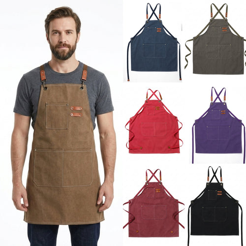 Canvas Apron With Adjustable Cross Back Straps - blank product