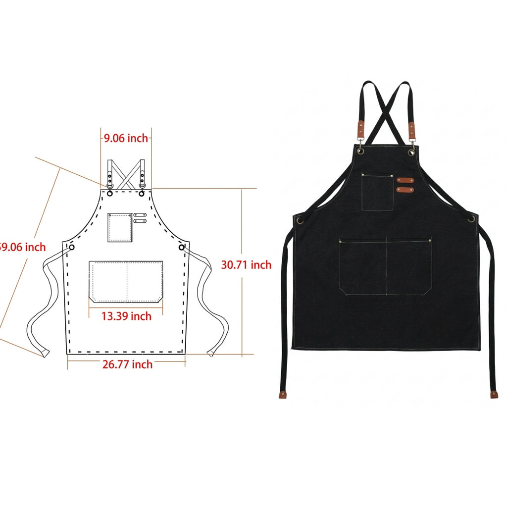 Canvas Apron With Adjustable Cross Back Straps - product size