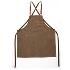 Canvas Apron With Adjustable Cross Back Straps - Brown