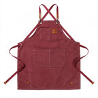 Canvas Apron With Adjustable Cross Back Straps - Dark Red