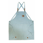 Canvas Apron With Adjustable Cross Back Straps - Light Blue