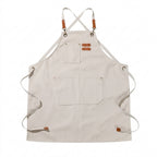 Canvas Apron With Adjustable Cross Back Straps - White