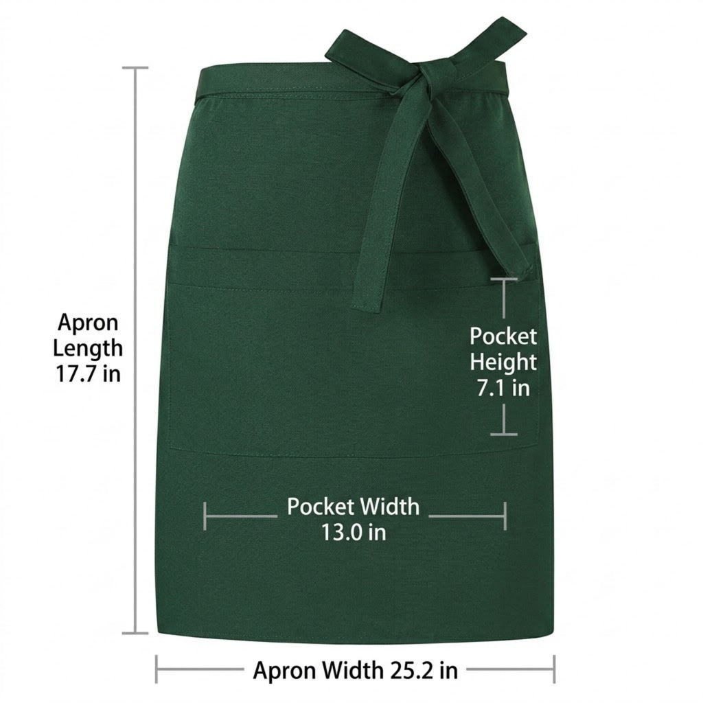 Canvas Waist Apron With Dual Pockets - product size