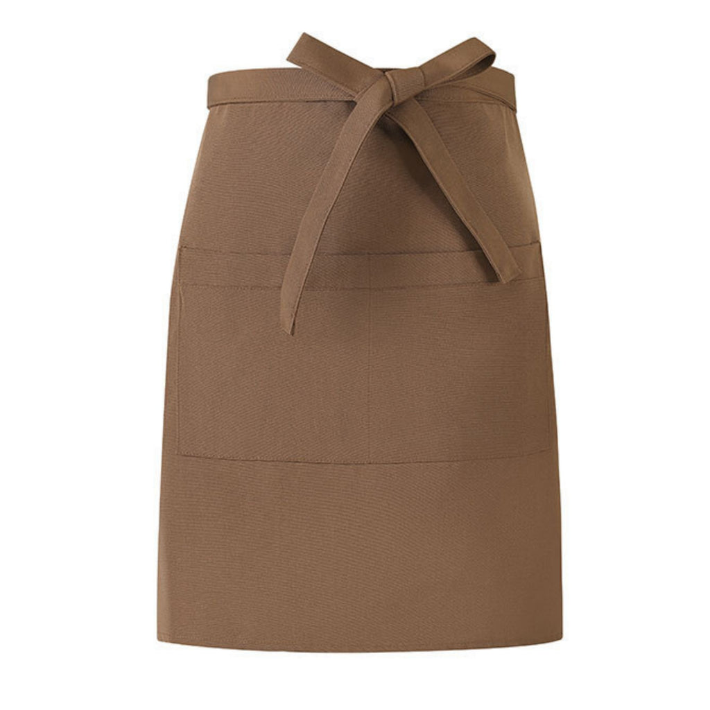 Canvas Waist Apron With Dual Pockets - Brown