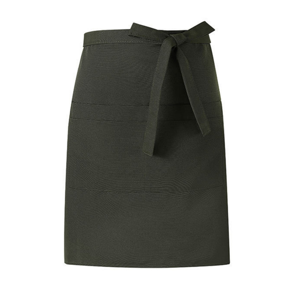 Canvas Waist Apron With Dual Pockets - Dark Green