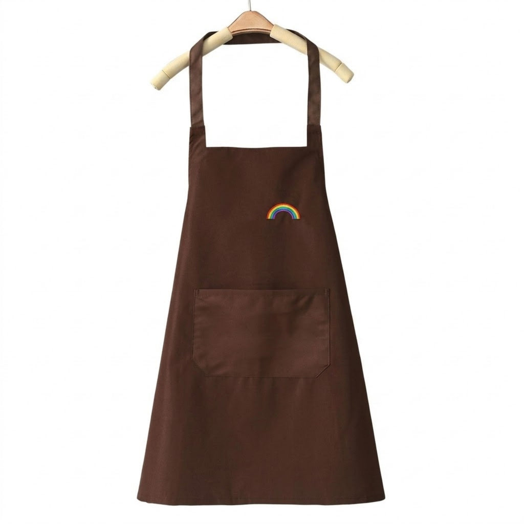 Waterproof Kitchen Apron Rainbow Pattern - Brown