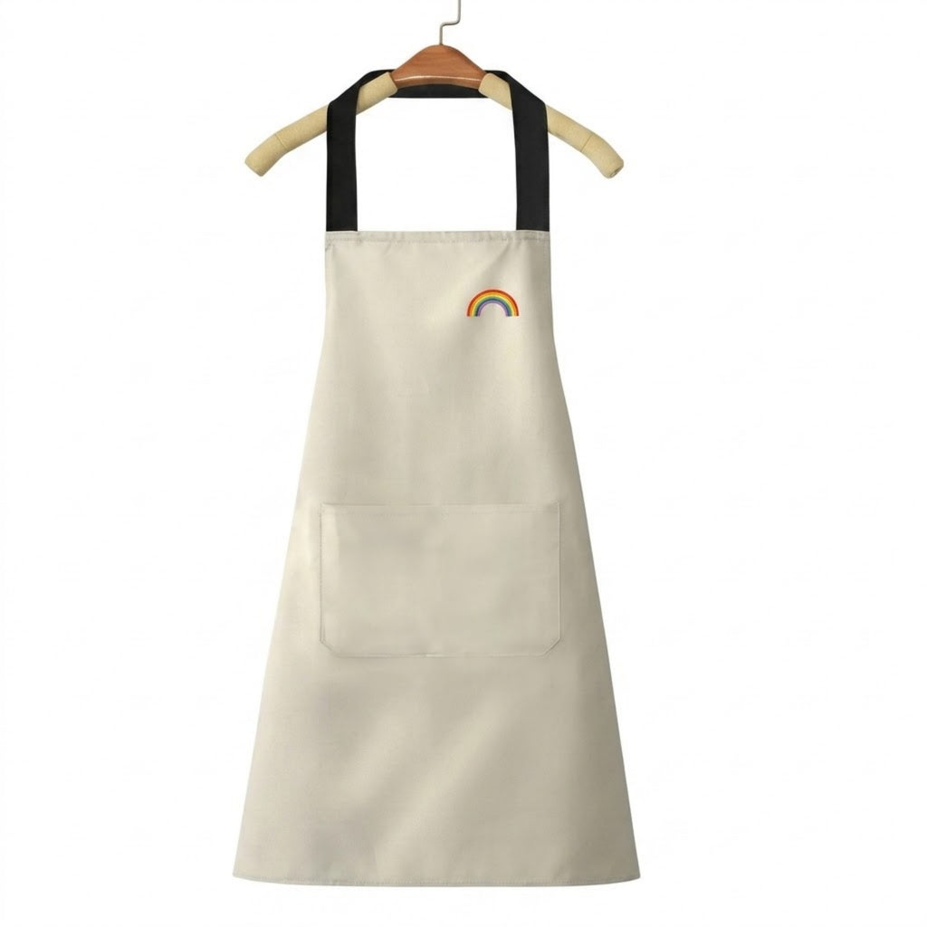 Waterproof Kitchen Apron Rainbow Pattern - White