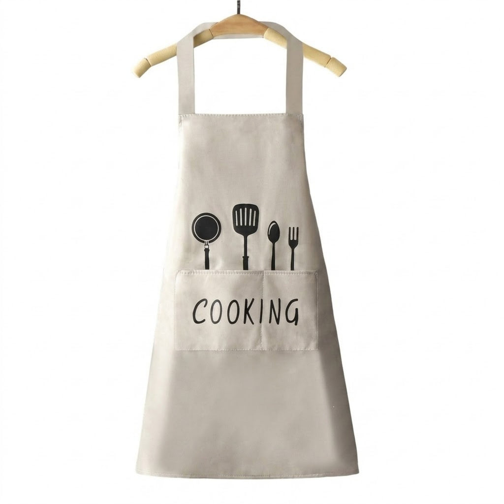Kitchen Cooking Apron With Utensil Design - White