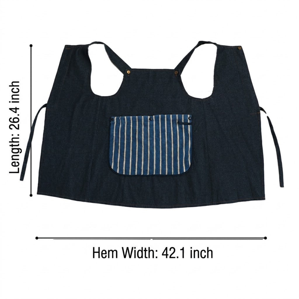 Denim Kitchen Apron With Detachable Hand Towel - product size