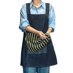 Denim Kitchen Apron With Detachable Hand Towel - 03
