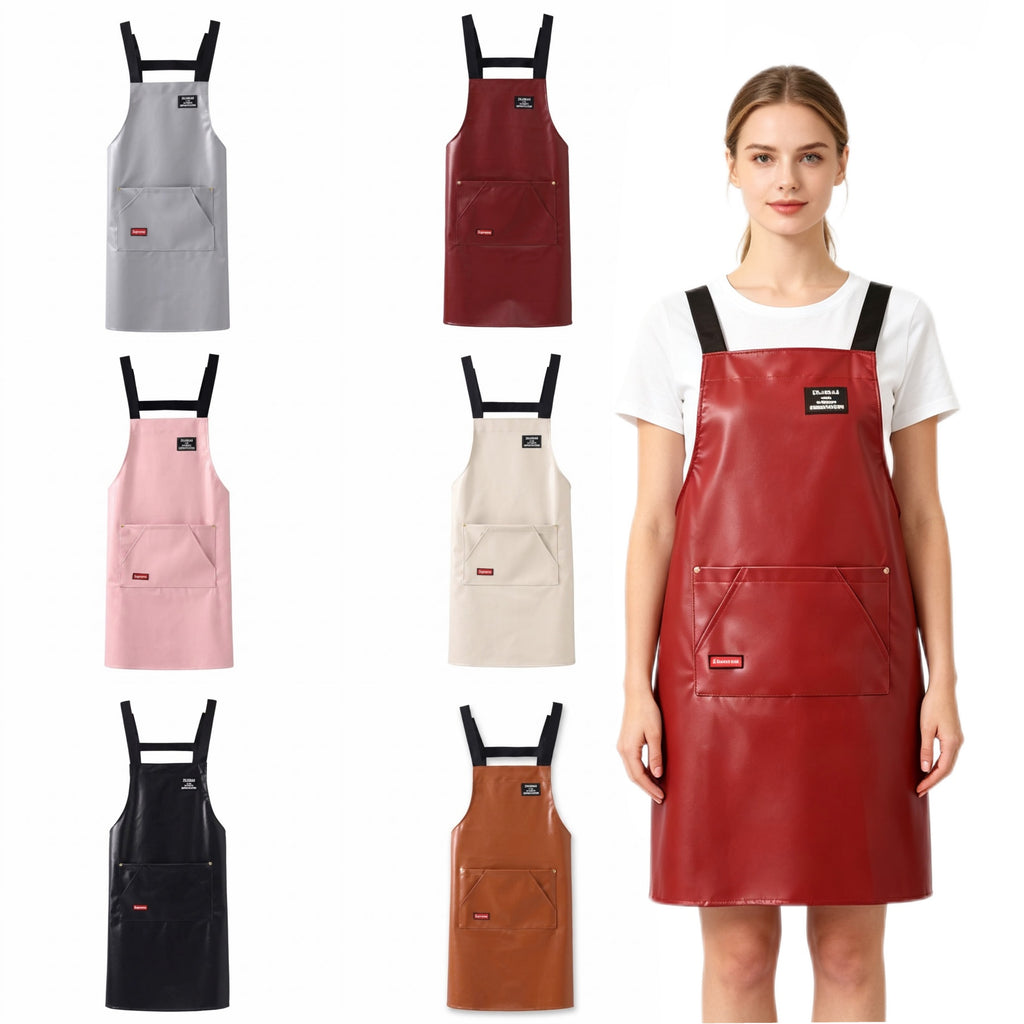 Waterproof PU Leather Adjustable Apron - blank product