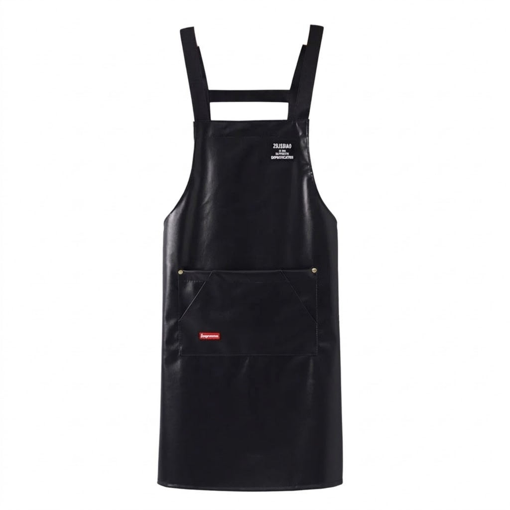 Waterproof PU Leather Adjustable Apron - Black