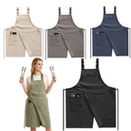 Adjustable Split-Front Cotton Linen BBQ Apron - blank product