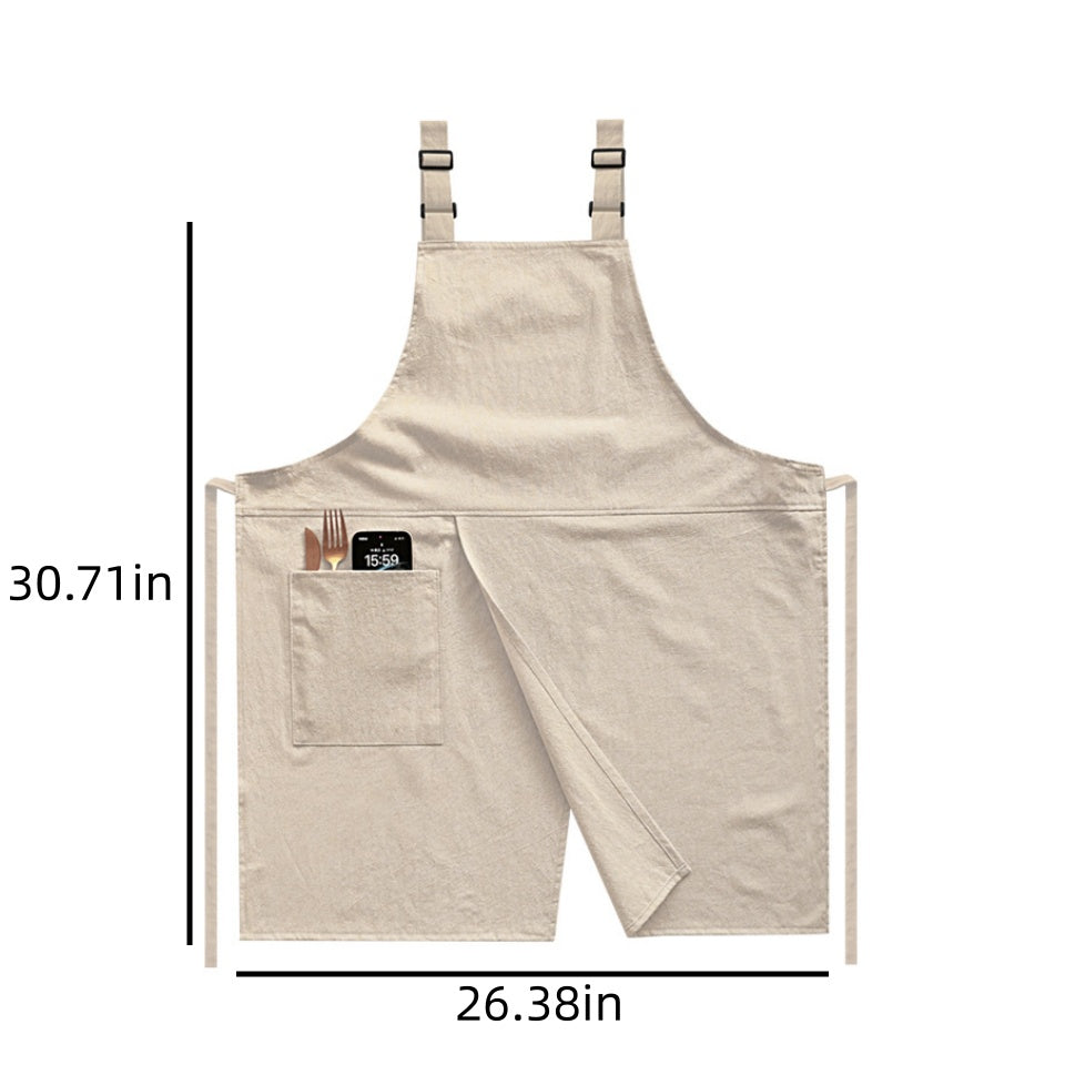 Adjustable Split-Front Cotton Linen BBQ Apron - product size