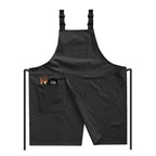 Adjustable Split-Front Cotton Linen BBQ Apron - Black
