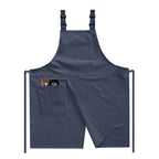Adjustable Split-Front Cotton Linen BBQ Apron - Blue