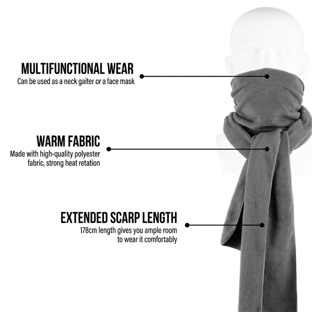 Warm Winter Long Scarf Windproof Neck Gaiter Face Cover - 03