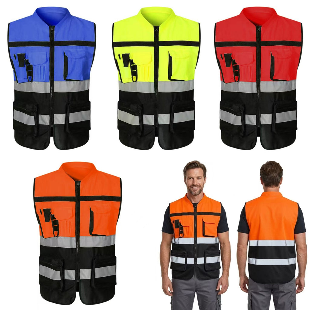 High Vis Reflective Safety Vest Multi-Pockets - blank product