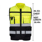 High Vis Reflective Safety Vest Multi-Pockets - product size