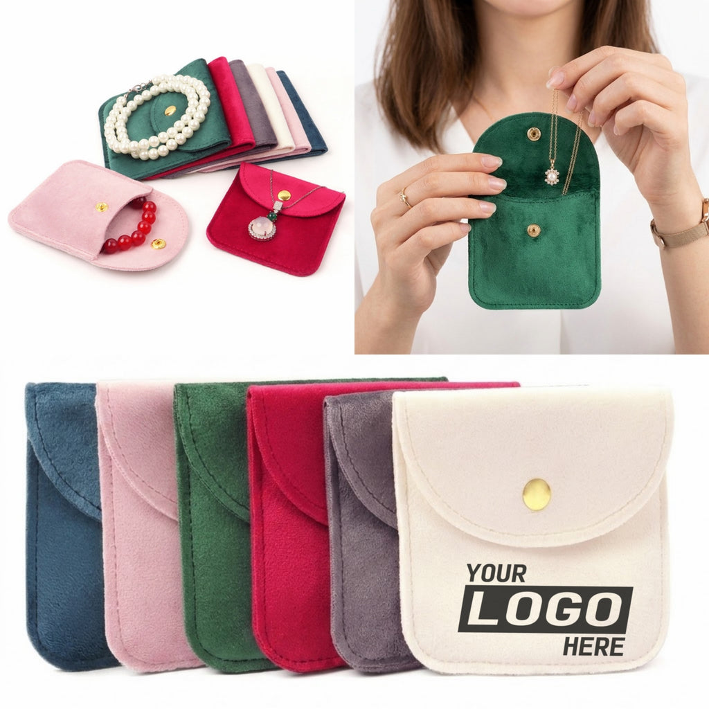 Luxury Velvet Snap Button Small Jewelry Storage Bag - printed product