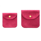 Luxury Velvet Snap Button Small Jewelry Storage Bag - Red