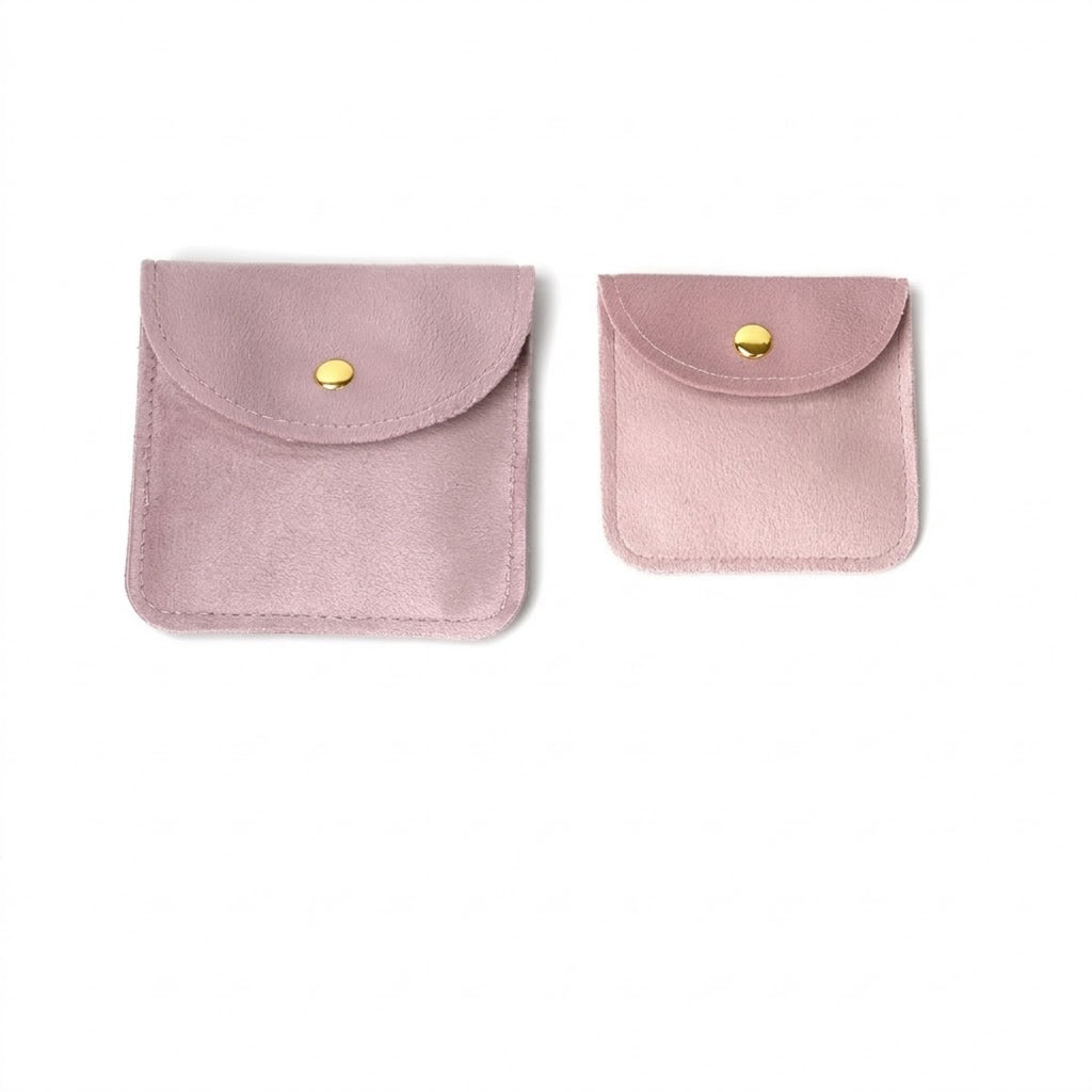 Luxury Velvet Snap Button Small Jewelry Storage Bag - Pink
