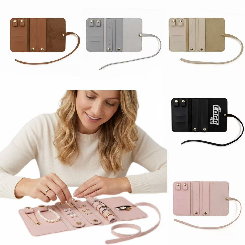 Portable PU Leather Foldable Jewelry Roll Organizer Primary imprint location