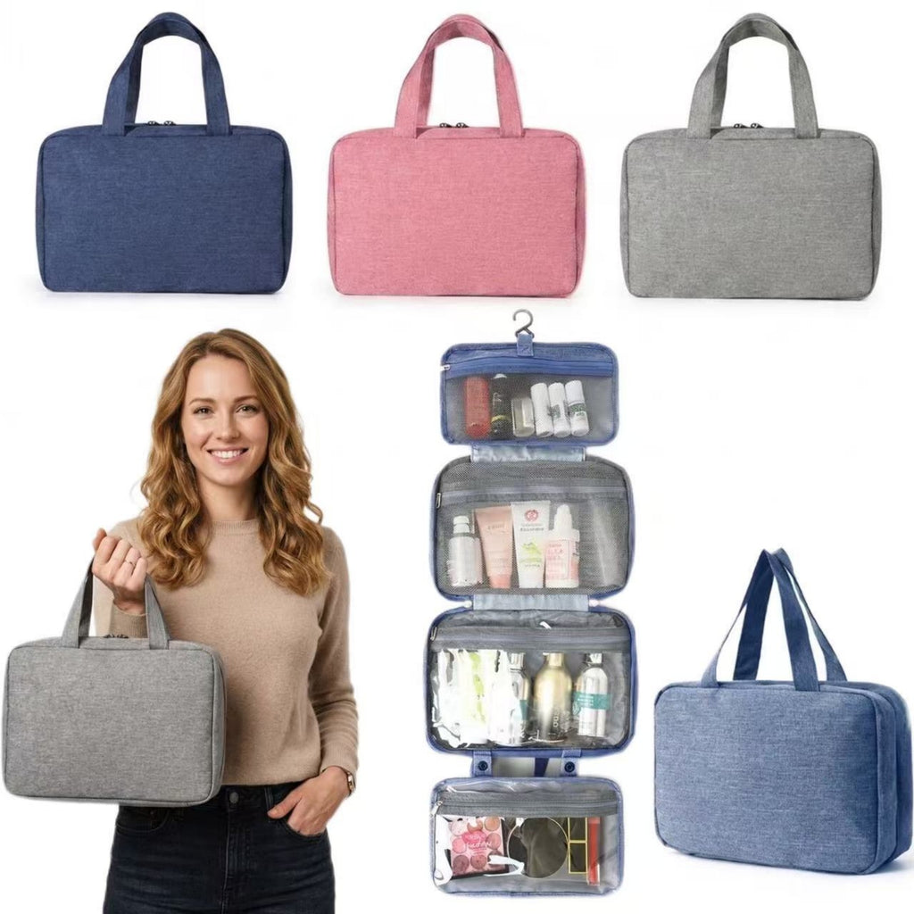 Hanging Toiletry Bag, Compact Travel Makeup Organizer - blank product