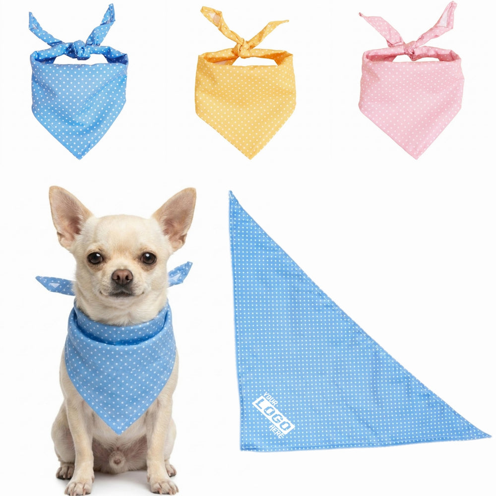 Premium Breathable Polka Dot Pet Triangle Scarf Primary imprint location