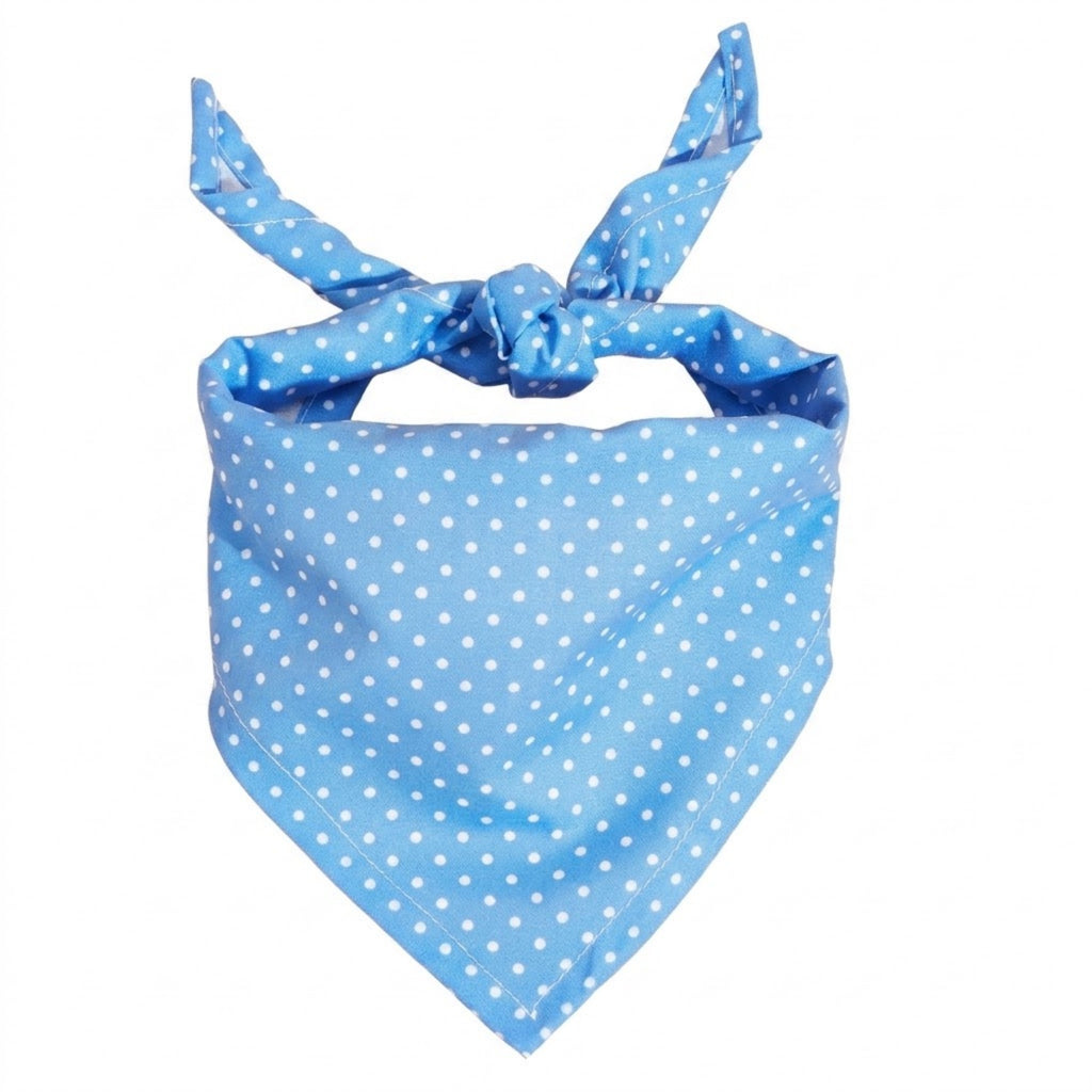 Premium Breathable Polka Dot Pet Triangle Scarf - Blue