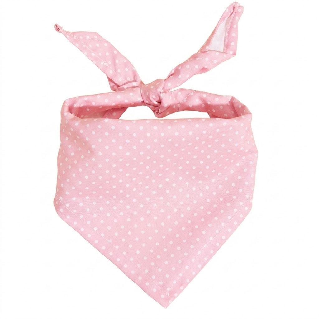 Premium Breathable Polka Dot Pet Triangle Scarf - Pink