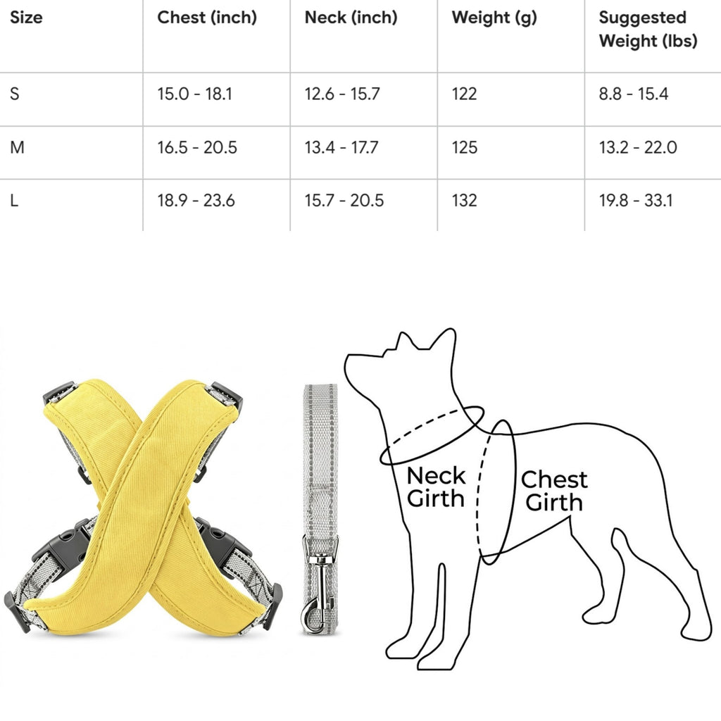 Reflective Breathable Small Pet Dog Vest Harness Set - product size
