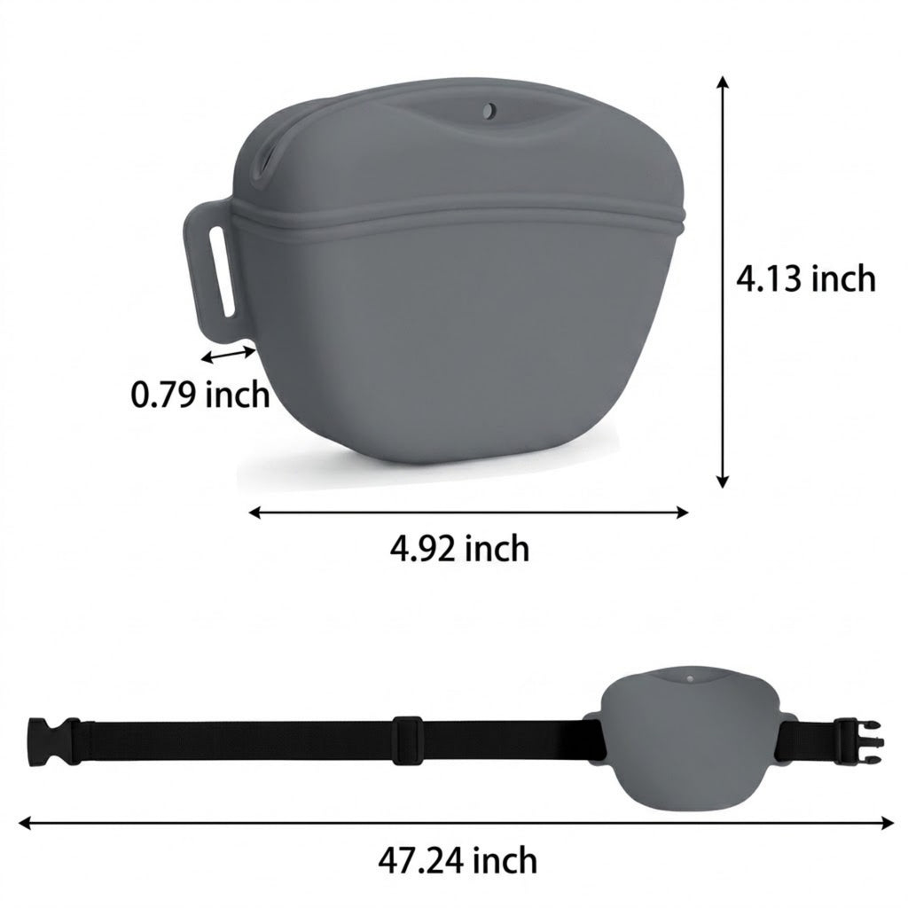 Hands-Free Silicone Dog Training Treat Pouch Waist Bag - product size