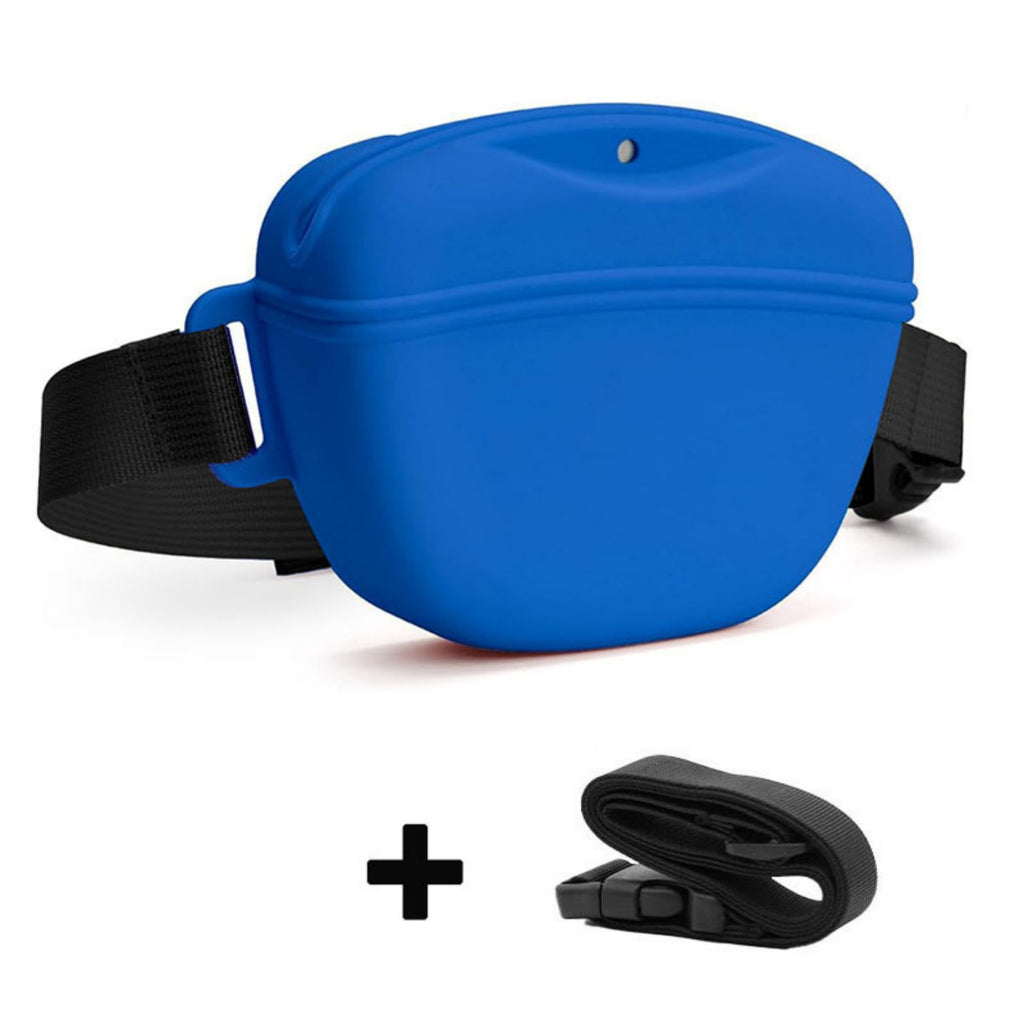 Hands-Free Silicone Dog Training Treat Pouch Waist Bag - Blue