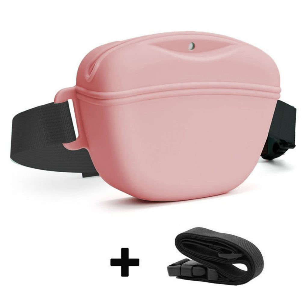 Hands-Free Silicone Dog Training Treat Pouch Waist Bag - Pink