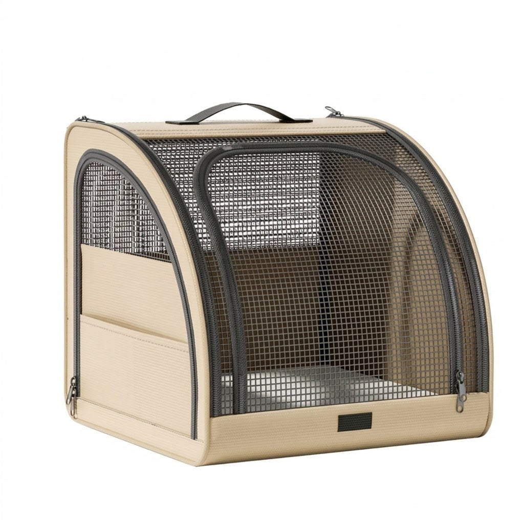 Breathable Car Pet Travel Carrier Dog Seat - Khaki