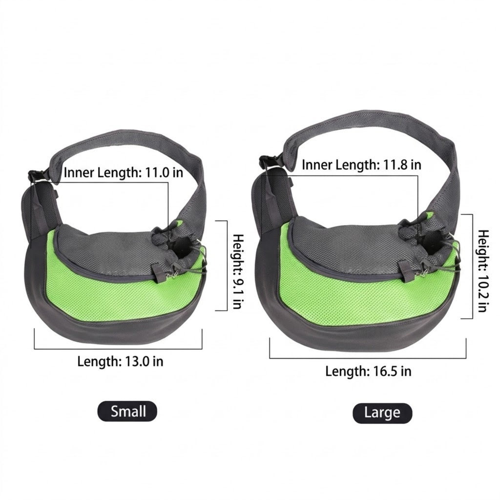 Breathable Mesh Pet Sling Bag Portable Carrier - product size