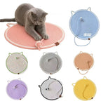 Handmade Cotton Rope Cat Scratcher Mat With Toy Ball - printed product
