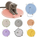 Handmade Cotton Rope Cat Scratcher Mat With Toy Ball - blank product