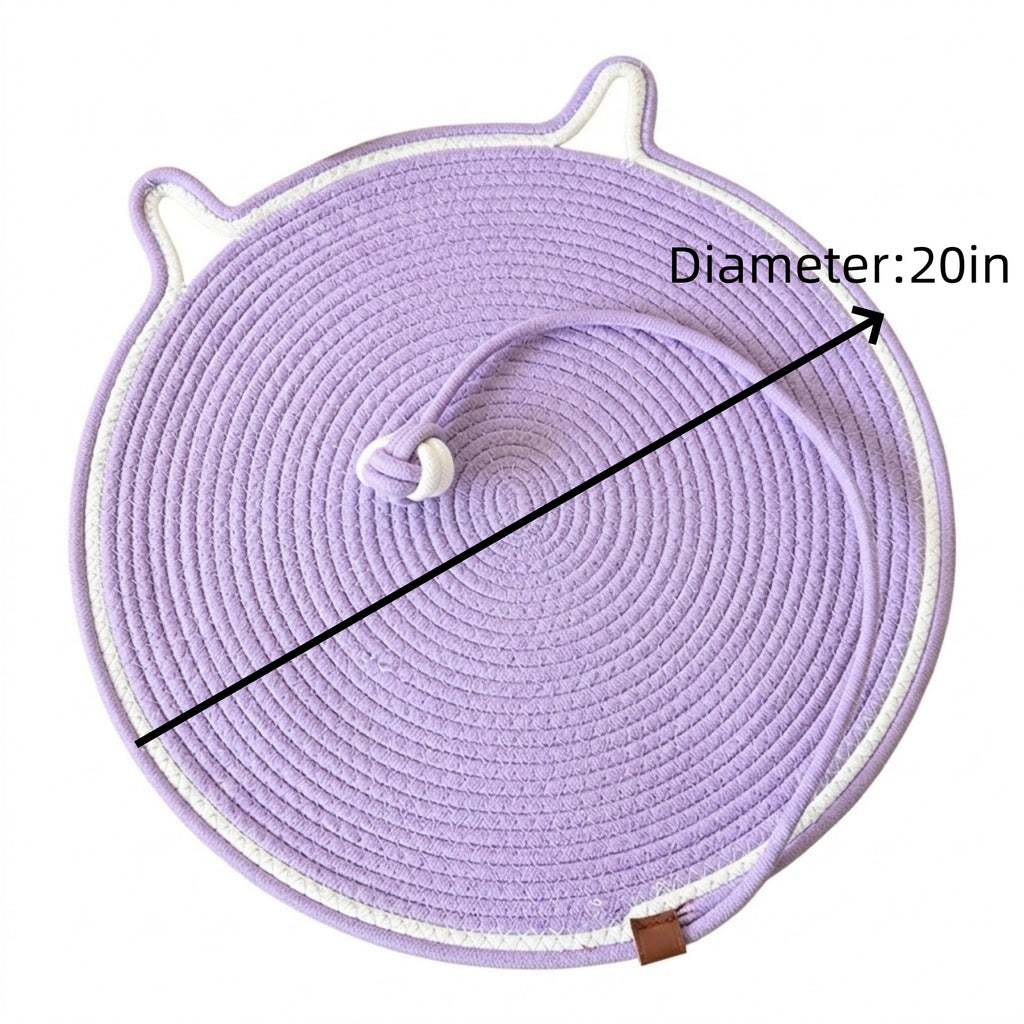 Handmade Cotton Rope Cat Scratcher Mat With Toy Ball - product size