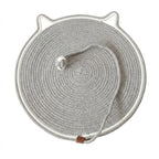 Handmade Cotton Rope Cat Scratcher Mat With Toy Ball - Grey 