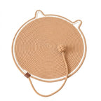 Handmade Cotton Rope Cat Scratcher Mat With Toy Ball - Khaki