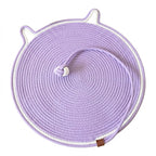 Handmade Cotton Rope Cat Scratcher Mat With Toy Ball - Purple